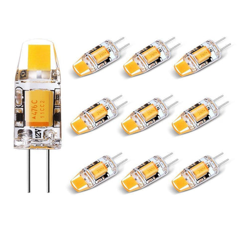Image of 10 Pack G4 LED Light Bulb Bi-Pin Silicon Encapsulation 12V 1 W 0705 COB LEDs CRI>80 100-110Lumen 10W Equivalent