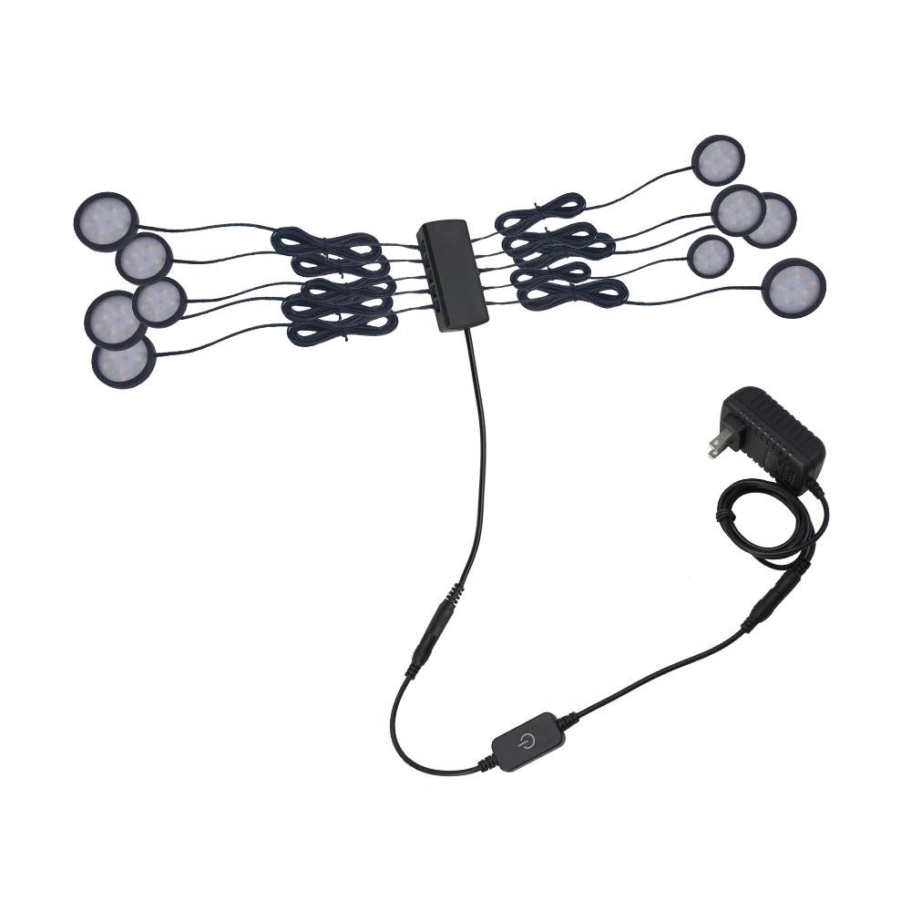 A-Series 10 Pack (10*2W) Dimmable CRI 90 LED Ultra Thin Under Cabinet Puck Lights With Dimmer & Power Adapter, All Accessories Included