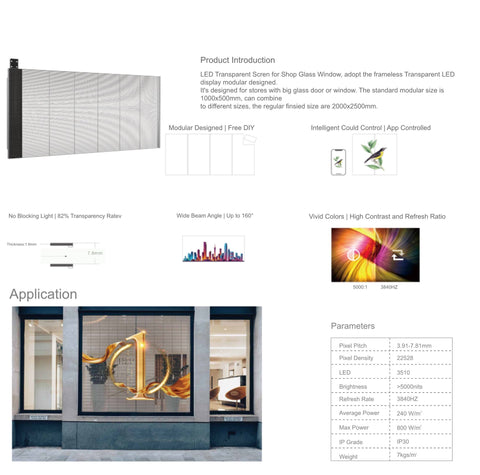 Image of MUSE Series (mClear) Frameless in the Middle Transparent LED Display in P3.9-7.8mm with 5000nits for Windows Advertising