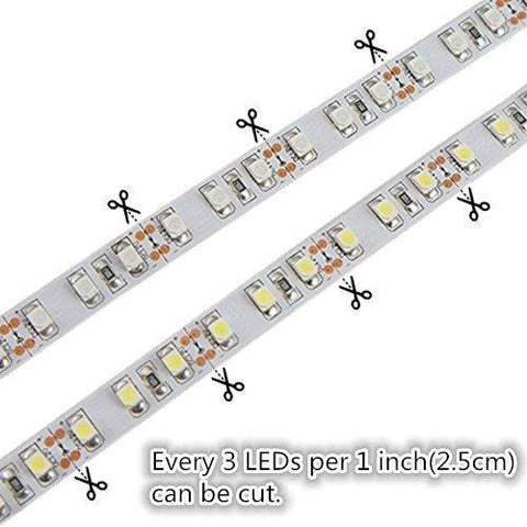 Image of DC 12V Red/Blue/Green/Yellow Dimmable SMD3528-600 Flexible LED Strips 120 LEDs Per Meter 8mm Width 600lm Per Meter