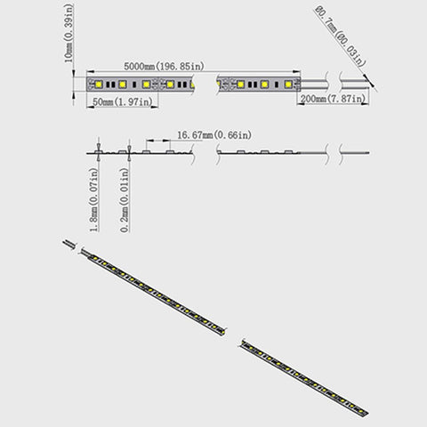 Image of DC 12V Dimmable SMD5050-300 Flexible LED Strips 60 LEDs Per Meter 10mm Width 900lm Per Meter