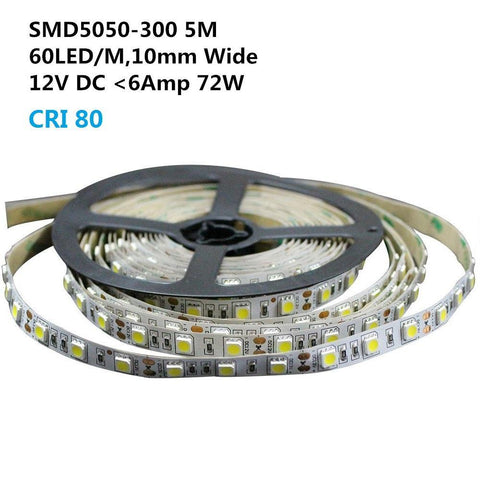 Image of DC 12V Dimmable SMD5050-300 Flexible LED Strips 60 LEDs Per Meter 10mm Width 900lm Per Meter