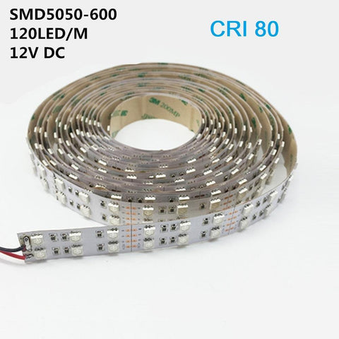 Image of DC 12V Dimmable SMD5050-600 Double Row Flexible LED Strips 120 LEDs Per Meter 15mm Width 1800lm Per Meter