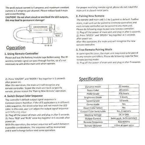 Image of DC5-24V 12A RGB LED Dimmer Controller with Mini RF Wirelless 17keys Remote Controller for SMD5050 3528 RGB LED Strip Lights