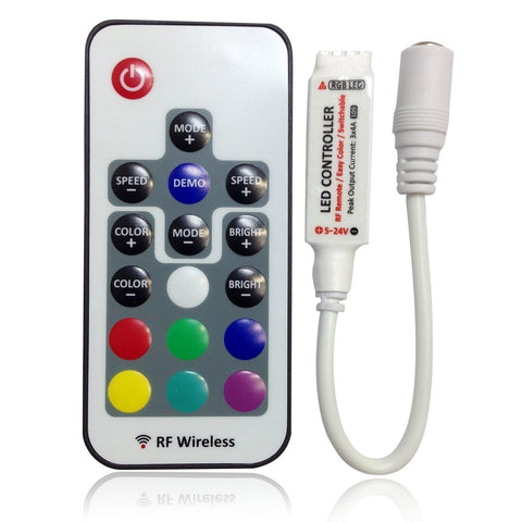 Image of DC5-24V 12A RGB LED Dimmer Controller with Mini RF Wirelless 17keys Remote Controller for SMD5050 3528 RGB LED Strip Lights