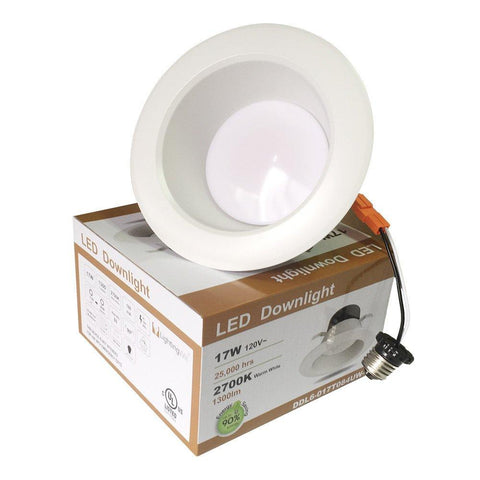 Image of Free Shipping 18 Pack UL CUL Listed Dimmable 6 Inch 120V AC 17W 1400 Lumen ( 90W Equivalent) Recessed LED Retrofit Downlight Kit
