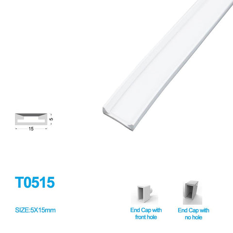 Image of 1M/5M/10M/20M Pack of T0515 LED Neon Light Housing Kit with End Caps and Mounting Clips, Flexible Neon Channel Fit for 12mm Wide LED Strip Lights