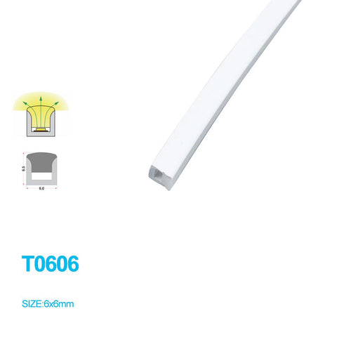 Image of 1M/5M/10M/20M Pack of T0606 LED Neon Light Housing Kit with End Caps and Mounting Clips, Flexible Neon Channel Fit for 3mm Wide LED Strip Lights