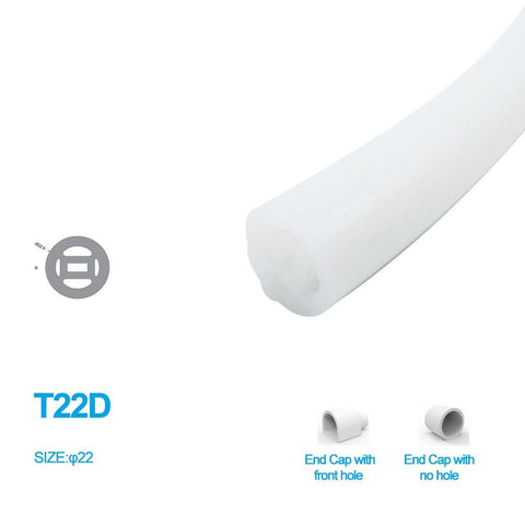 Image of 1M/5M/10M Pack of T22D LED Neon Light Housing Kit with End Caps and Mounting Clips, Flexible Neon Channel Fit for 6mm Wide LED Strip Lights