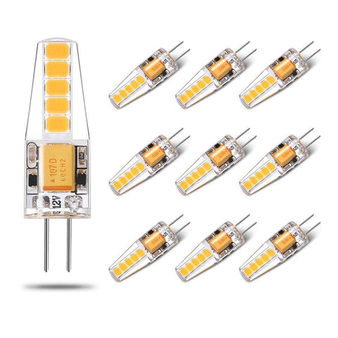 Image of 10 Pack G4 LED Light Bulb Bi-Pin base Silicon Encapsulation 12V 2 Watt CRI>80 200-220Lumen 10x2835 LEDs AC/DC10-20V 20W Equivalent Halogen LED Replacement