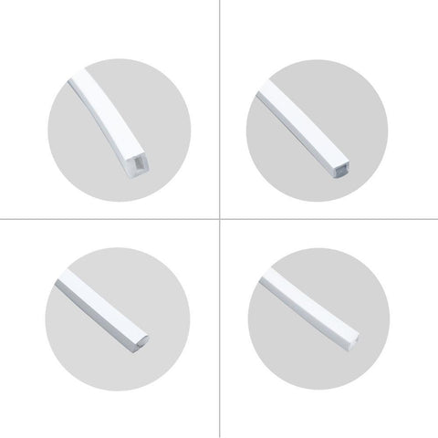 Image of 1M/5M/10M/20M Pack of T0606 LED Neon Light Housing Kit with End Caps and Mounting Clips, Flexible Neon Channel Fit for 3mm Wide LED Strip Lights