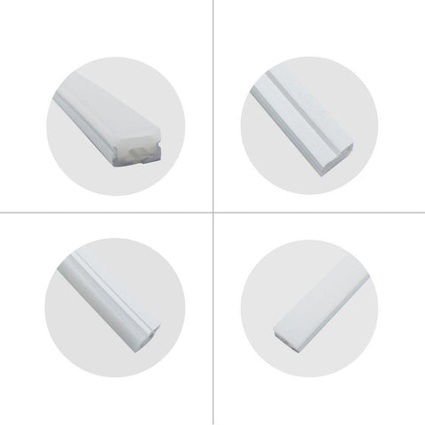 Image of 1M/5M/10M Pack of T2014 LED Neon Light Housing Kit with End Caps and Mounting Clips, Flexible Neon Channel Fit for 12mm Wide LED Strip Lights