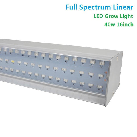 Image of 40W 16'' Full Spectrum Linear LED Grow Light Strip 6 Bands with IR & UV included, Adjustable Hanger, Idea for Greenhouse, Vegetables & Fruits, Horticulture, Propagation and City Farming