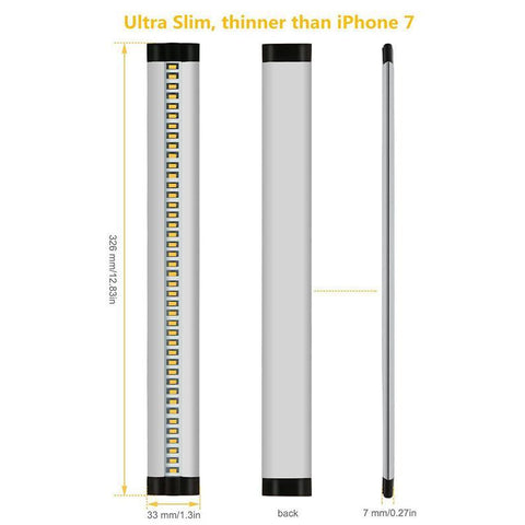 Image of 1 PACK 7mm Thick Silver Finish LED Under Cabinet Lighting Dimmable Kit CRI90 300LM SMD2835 12V 5W with Dimmer & Power Supply Included
