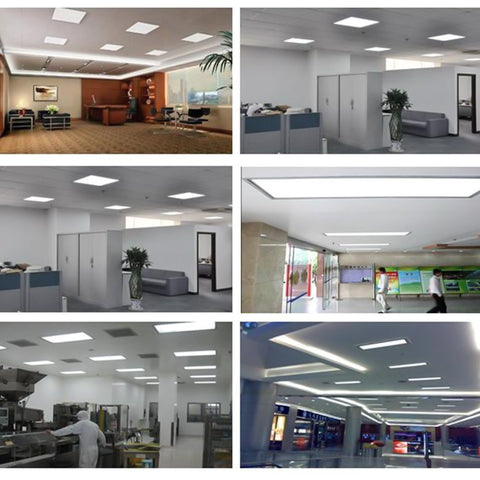 Image of 2'x2' (595x595mm) 40W LED Panel Light in 0.39'' (10mm) Thick White Trim Flat Sheet Panel Lighting Board Super Bright Ultra Thin Glare-Free