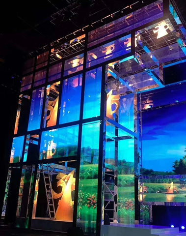 Image of aClear Series P3.9/7.8mm Transparent LED Display 1500nits/4500nits in Size 1000x500mm Aluminum Cabinet for Indoor Installation for Glass /Window