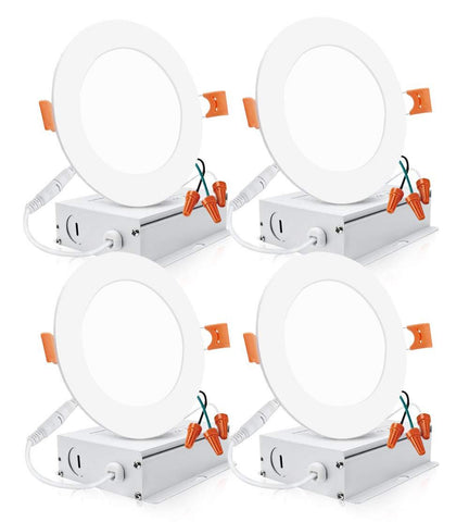 Image of 4Pack 4 Inch Ultra-Thin Recessed Ceiling Light 9W 650LM Dimmable LED Downlight Ceiling Light with Junction Box