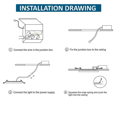 Image of 4Pack 4 Inch Ultra-Thin Recessed Ceiling Light 9W 650LM Dimmable LED Downlight Ceiling Light with Junction Box