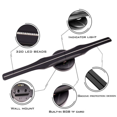 Image of Free Shipping 50cm 3D Hologram WiFi App Cloud Control Advertising Display LED Fan- 2 Blades 512 Resolution Ideal for Store/Casino/Restaurant/Bar Signs