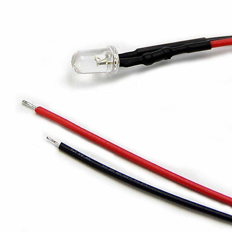 Image of 50pcs Pack 8mm LED Pre Wired light 3V/6V/12V/24V 20cm F10 Straw Hat Round Top Bulbs Light Lamp for DIY Car Boat Toys Party lighting Project