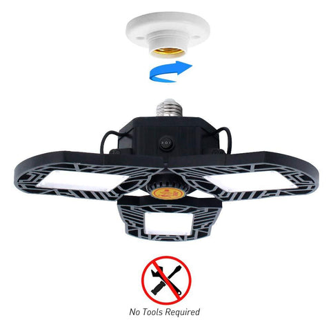 Image of 60W Full Area Motion Activated Radar / Standard CRI 80 6000LM 6000K Deformable E26/E27 Base LED Ceiling Light for Garage, Barn, Workshop