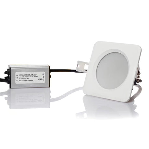 Image of 5W/7W/9W/12W/15W Waterproof IP65 Non-dimmable CRI>80 Square Shape Recessed LED Downlight Fixture Fit for Shower, Suana and Outdoor Lighting