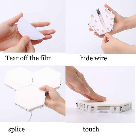 Image of Free Shipping 6 Pack Hexagonal LED Wall Light, DIY Modular Touch Sensitive Lights LED Night Light for Home Decor, Gifts
