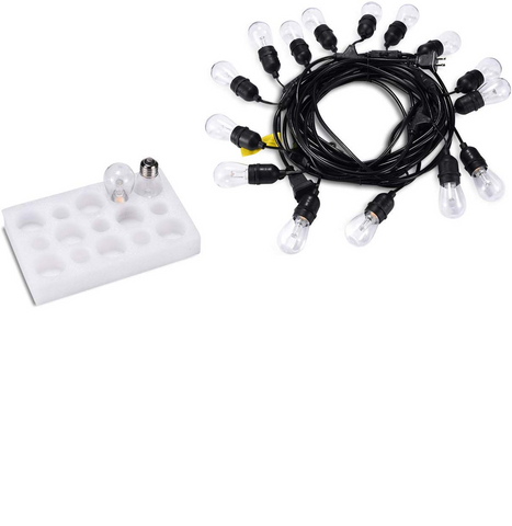 Image of 1Pack - Dimmable Waterproof LED Outdoor String Lights - Hanging, 2W Edison Bulbs - 48Ft Commercial Lights for Decor for Patio, Backyard, Garden, Bistro¨C S14 Black - Warm White