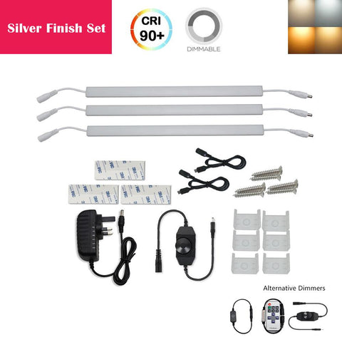 Image of C-Series 3 Pack (3*3W) Dimmable CRI 90 Ultra Thin 12inch Linkable Linear LED Under Cabinet Lights  with Dimmer & Power Adapter