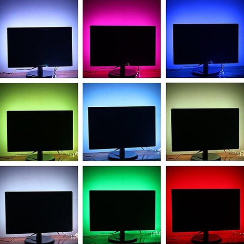 Image of INSTALLATION TIME SAVING, S-Shape Bias Lighting for HDTV -3.3ft/1M and 6.6ft/2M RGB LED Backlight Strip 12V Powered Bendable Strip Kit for Flat Screen TV LCD, Desktop Monitors. No Need to Cut.
