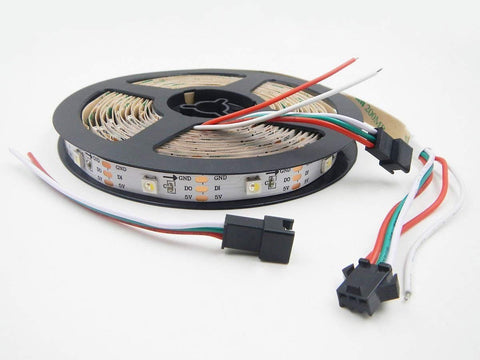 Image of DC 5V SK6812 Individually Addressable LED Strip Light 5050 RGBW 16.4 Feet (500cm) 30LED/Meter LED Pixel Flexible Tape White PCB