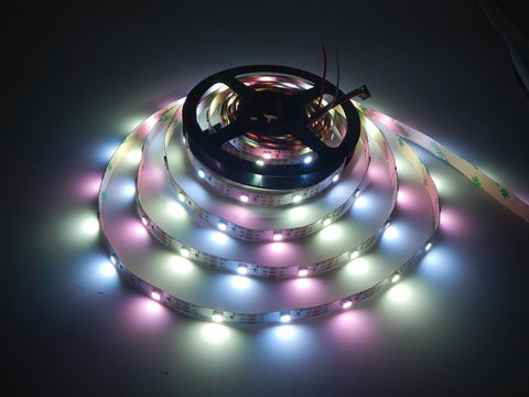 Image of DC 5V SK6812 Individually Addressable LED Strip Light 5050 RGBW 16.4 Feet (500cm) 30LED/Meter LED Pixel Flexible Tape White PCB