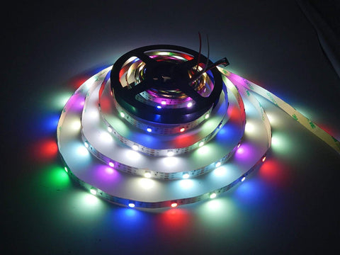 Image of DC 5V SK6812 Individually Addressable LED Strip Light 5050 RGBW 16.4 Feet (500cm) 30LED/Meter LED Pixel Flexible Tape White PCB