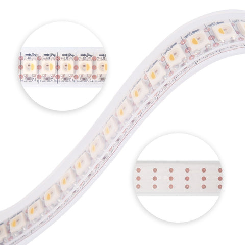 Image of DC 5V SK6812 Individually Addressable LED Strip Light 5050 RGBW 6.6 Feet (200cm) 144LED/Meter LED Pixel Flexible Tape White PCB
