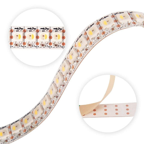 Image of DC 5V SK6812 Individually Addressable LED Strip Light 5050 RGBW 6.6 Feet (200cm) 144LED/Meter LED Pixel Flexible Tape White PCB