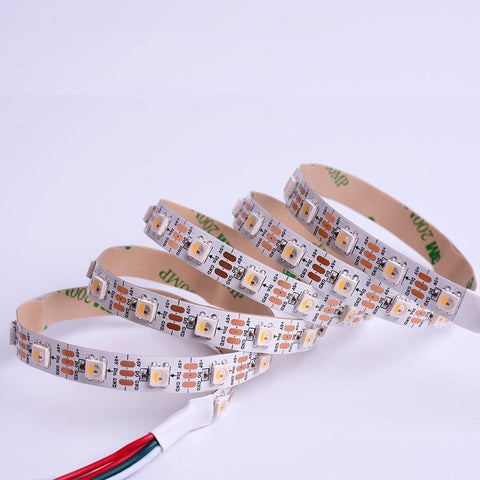 Image of DC 5V SK6812 Individually Addressable LED Strip Light 5050 RGBW 16.4 Feet (500cm) 60LED/Meter LED Pixel Flexible Tape White PCB