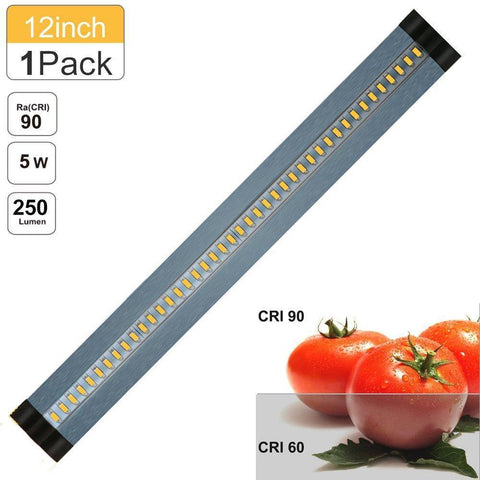 Image of 12inch CRI90 SMD2835 5W 300LM Dimmable LED Under Cabinet Light DC 5V / 12V Black & Silver Finish Color Ultra Thin Stick On Under Counter Lighting