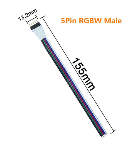 Image of 10pcs Pack (5Pair) 5pin RGBW/RGBWW LED Strip Connectors