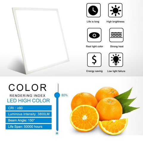 Image of 2'x2' (595x595mm) 40W LED Panel Light in 0.39'' (10mm) Thick White Trim Flat Sheet Panel Lighting Board Super Bright Ultra Thin Glare-Free