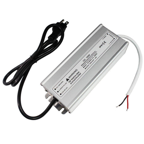 Image of Waterproof IP67 LED Power Supply Driver Transformer 110V AC to 12V DC Low Voltage Output with 3-Prong Plug 3.3 Feet Cable for Outdoor Use