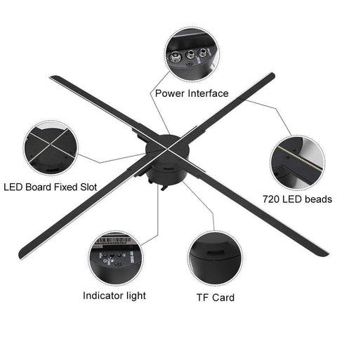 Image of Free Shipping 65cm 3D Hologram WiFi App Cloud Control Advertising Display LED Fan- 4 Blades 1024 Resolution Ideal for Store/Casino/Restaurant/Bar Signs