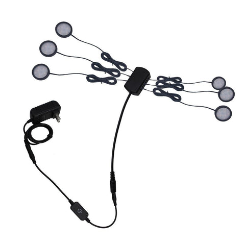 Image of A-Series 6 Pack (6*2W) Dimmable CRI 90 Ultra Thin LED Under Cabinet Puck Lights With Dimmer & Power Adapter, All Accessories Included