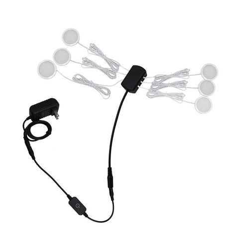 Image of A-Series 6 Pack (6*2W) Dimmable CRI 90 Ultra Thin LED Under Cabinet Puck Lights With Dimmer & Power Adapter, All Accessories Included