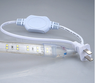 Image of AC 110V / 220V SMD2835 High Voltage Flat Strip Light 180 LEDs Per Meter Double Row with the power plug