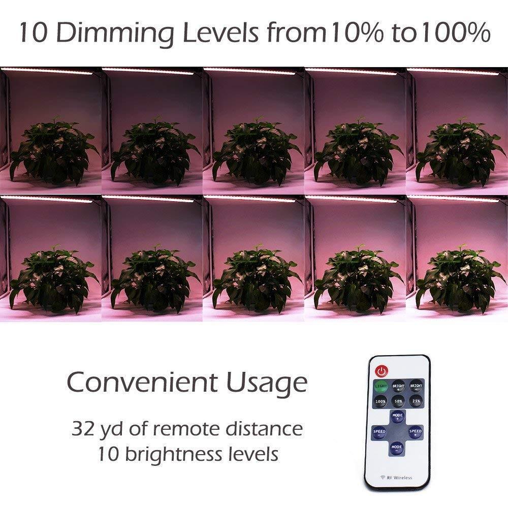 Hard LED Grow Light Strip with Full Spectrum LEDs, 36W IP65 Waterproof Dimmable LED Plant Grow Light Bar for Germination, Growth and Flowering, with 12V/3A Power Supply, Set of 3, All in Kit