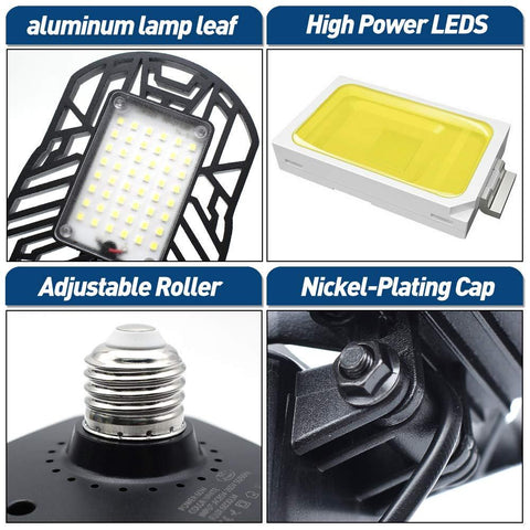 Image of 60W Full Area Motion Activated Radar / Standard CRI 80 6000LM 6000K Deformable E26/E27 Base LED Ceiling Light for Garage, Barn, Workshop