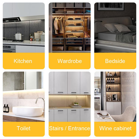 Image of 40cm (15.75'') Motion Sensor LED Under Cabinet Light, 1500mA Rechargeable Wireless Motion Nightlight Portable Magnetic Stick Up Night Light