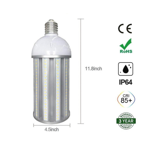 Image of LED Corn Light Bulb, E39 Medium Screw Base, Metal Halide Replacement for Indoor Outdoor Large Area Lighting, Street and Area Light, HID, Hp