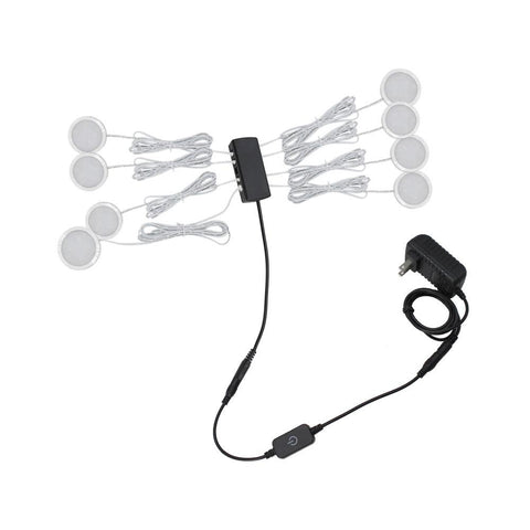 Image of A-Series 8 Pack (8*2W) Dimmable CRI 90 Ultra Thin LED Under Cabinet Puck Lights With Dimmer & Power Adapter, All Accessories Included