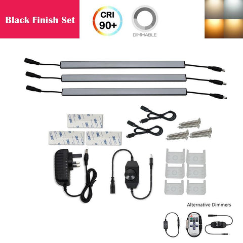 Image of C-Series 3 Pack (3*3W) Dimmable CRI 90 Ultra Thin 12inch Linkable Linear LED Under Cabinet Lights  with Dimmer & Power Adapter